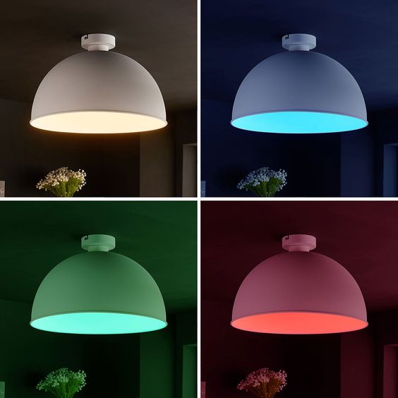Bóng đèn LED đổi màu với các sắc độ trắng, xanh lam, xanh lá cây và đỏ